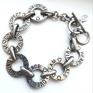 Cookie Lee Inspirational Mantra Silver Tone Toggle Bracelet
